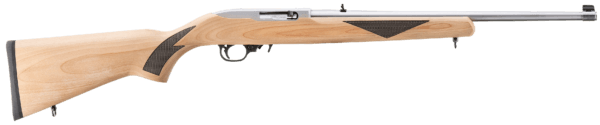 Ruger 41275 10/22 75th Anniversary Sporter 22 LR 10+1 18.50″ Satin Stainless Steel Barrel & Receiver Natural Wood w/Black Checkering Fixed Stock Scope Base Adapter