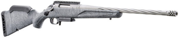 Ruger 46902 American Gen 2 308 Win 3+1 20″ Gun Metal Gray Cerakote Spiral Fluted/Threaded Barrel Gun Metal Gray Cerakote Receiver w/Picatinny Rail Gray Splatter Adjustable Synthetic Stock