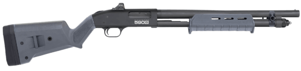 Mossberg 51606 590S w/Optic Compact 12 Gauge Pump 3″ 5+1 9+1 6+1 18.50″ Matte Blued Steel Barrel  Drilled & Tapped Receiver  Magpul Magpul SGA Adj Stock & MOE Forend Gray Synthetic Stock  Holosun Micro Dot