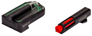 HiViz GLFD21 FastDot H3 Sight Set for Glock  2 Dot Green Tritium Front/Red Fiber Optic Rear/Black Frame Compatible w/ All Glock 9mm/.40 S&W/.357 Sig Front Post/Rear Dovetail Mount