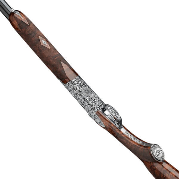 Rizzini USA 61022829 Grand Regal Extra Full Size 28 Gauge Break Open 2.75″ 2rd  29″ Black Over/Under Chrome Lined Barrel  Coin Anodized Silver Engraved Game Scene Steel Receiver  Fixed Pistol Grip  Grade IV Turkish Walnut Stock