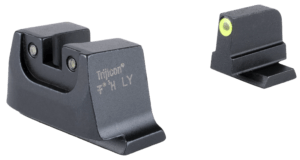 Trijicon GL243C601147 Suppressor/Optic Height Sights- Glock Slim Frame  Black Green Tritium Yellow Outline Front Sight Black Rear Sight