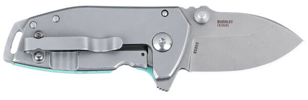 CRKT 2485B SQUID  Compact 1.75″ Folding Drop Point Plain Stonewashed D2 Steel Blade  Blue G10/SS Handle