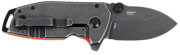 CRKT 2486 SQUID  Compact 1.75″ Folding Drop Point Plain Stonewashed D2 Steel Blade  Blaze Orange G10/SS Handle