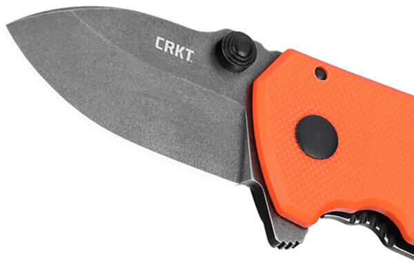 CRKT 2486 SQUID  Compact 1.75″ Folding Drop Point Plain Stonewashed D2 Steel Blade  Blaze Orange G10/SS Handle