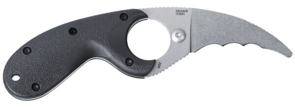 CRKT 2511 Bear Claw  2.39″ Fixed Hawkbill Veff Serrated Stonewashed AUS-8A SS Blade  Black Textured GRN Handle