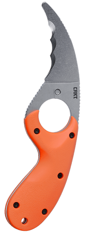 CRKT 2511ER Bear Claw  2.39″ Fixed Hawkbill Veff Serrated Stonewashed AUS-8A SS Blade  Blaze Orange Textured GRN Handle