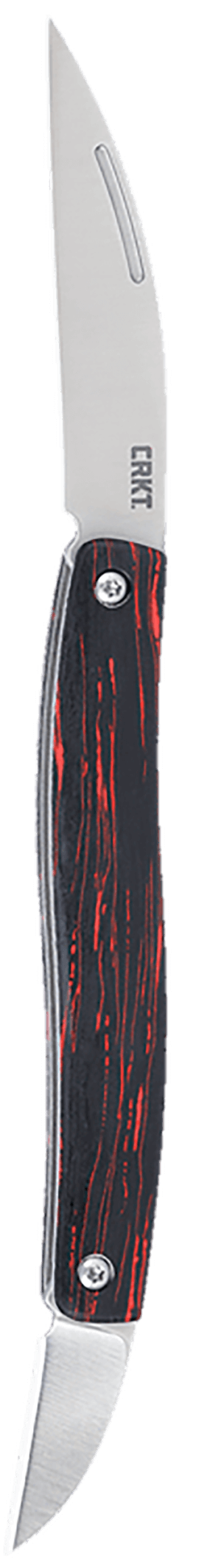 CRKT 4810 Forebear  1.06″/2.29″ Folding Wharncliffe Satin 12C27 Sandvik Blade  Black/Red G10 Handle
