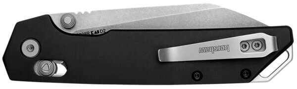 Kershaw 2038R Iridium  3.40″ Folding Reverse Tanto Plain Stonewashed D2 Steel Blade  Black Anodized Aluminum Handle