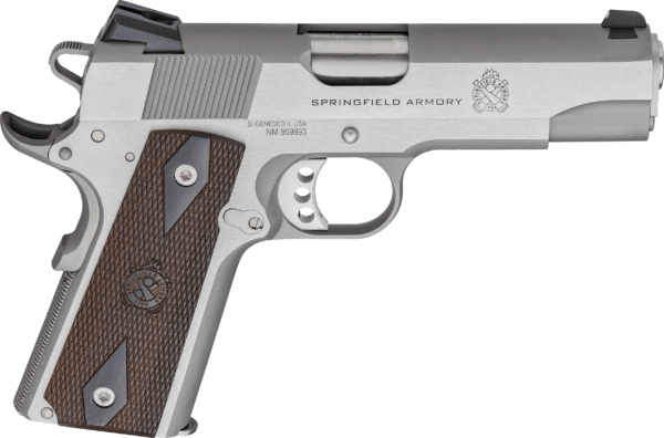 Springfield Armory PX9417S 1911 Garrison 45 ACP 9+1 4.25″ Stainless Match Grade Barrel  Serrated Stainless Steel Slide & Frame w/Beavertail  Thinline Wood Grip