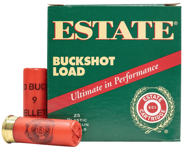 Estate Cartridge HV12BK25 Hunting Loads Buckshot 12 Gauge 2.75″ 9 Pellets 00 Buck Shot 25 Per Box/ 10 Cs