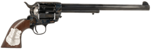 Cimarron PP558 Buntline  45 LC (Long Colt) 6rd 10″ Blued Frame  Barrel & Cylinder  Walnut w/Inlaid Silver Medallion Grip