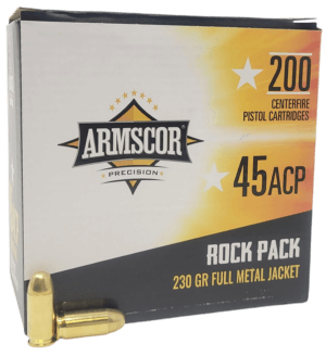 Armscor 50093   45 ACP 230 gr Full Metal Jacket (FMJ) 200 Per Box/4 Cs