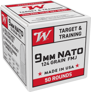 Winchester Ammo W9NATO50 USA  9mm NATO 124 gr Full Metal Jacket 50 Per Box/20 Case