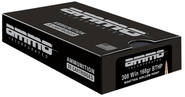 Ammo Inc 308168BTHPA20 Match  308 Win 168 gr Boat Tail Hollow Point 20 Per Box/ 10 Case
