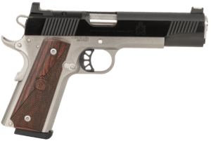 Springfield Armory PX9121LAOSD 1911 Ronin 10mm Auto 8+1 5″ Stainless Match Grade Barrel  Blued Serrated Carbon Steel Slide  Stainless Steel Frame w/Beavertail  Crossed Cannon Wood Grip  Hex Dragonfly Red Dot