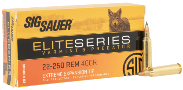 Sig Sauer E225VP4020  Varmint & Predator 22-250 Rem 40 gr 20 Per Box/ 10 Case