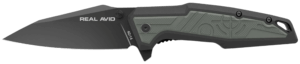 Real Avid AVRAV1 RAV-1  3.25″ Folding Modified Clip Point Plain Black Oxide 4Cr14 Blade  Grip Plates GFN Handle  Clamshell Pkg