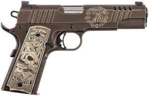 Kahr Arms 1911TCAC16 1911 1776 Full Size Frame 45 ACP 7+1 5″ Stainless Match Grade Barrel  Distressed Burnt Bronze Cerakote Engraved/Ported/Serrated Steel Slide  Bronze Cerakote Stainless Steel Frame w/Beavertail  Engraved Aluminum Grip  Right Hand