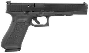 Glock PA163S101MOS G17L Gen5 MOS Full Size Frame 9mm Luger 10+1 6.02″ Black Long Barrel  Black Cerakote MOS Cut/Serrated Steel Slide  Black Polymer Frame w/Picatinny Rail  Black Textured Grip
