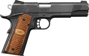 Kimber Mfg Inc 3200117 Raptor II 45 ACP 8+1 5″ Matte Black Front Serrations Steel Slide Zebrawood w/ Scale Pattern and Kimber Logo Grip