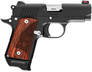 Kimber Mfg. Inc 3300241 Micro 9 RTC 9mm 7+1 3.15″ Black KimPro II Stainless Steel Slide Rosewood Grip