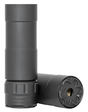 Rugged Suppressor P5122 Mustang 22 22 LR 1.06″ D 1/2″-28 tpi 113dB At Ear Black High Temp Cerakote 7075-T6 Aluminum Baffles/Tube Titanium Mount