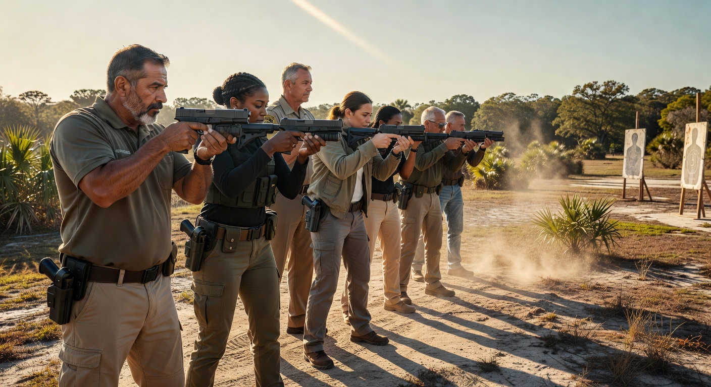 Armed concealed carry permit holders training for volunteer church security duties in Florida