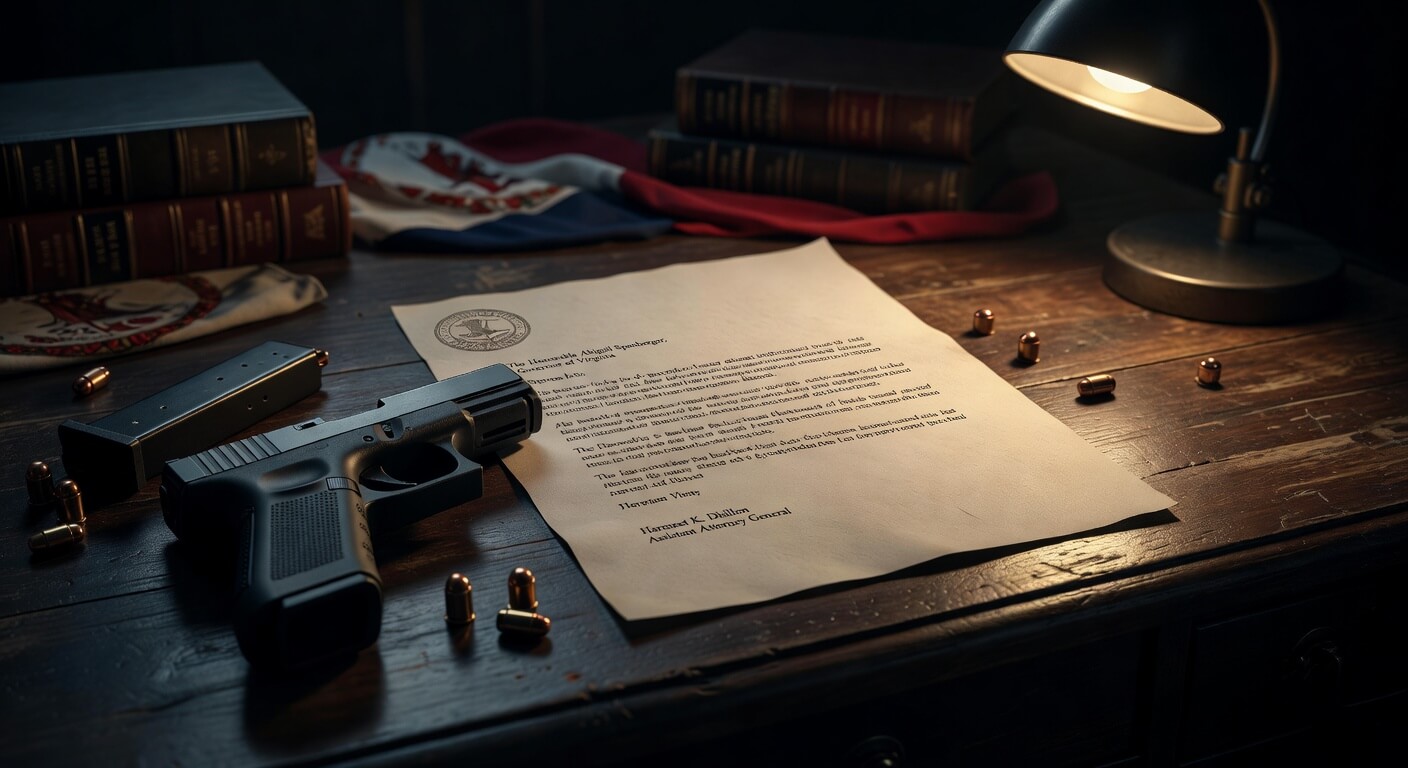 Official DOJ letter from Assistant AG Harmeet Dhillon warning Virginia Gov. Spanberger against signing assault firearms ban bills
