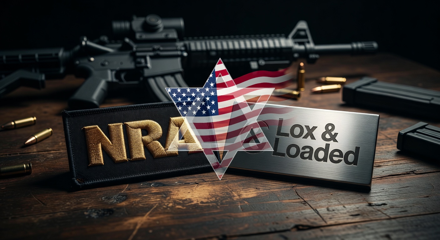 NRA and Lox & Loaded logos side by side with a Star of David and American flag overlay, symbolizing the new self-defense partnership.