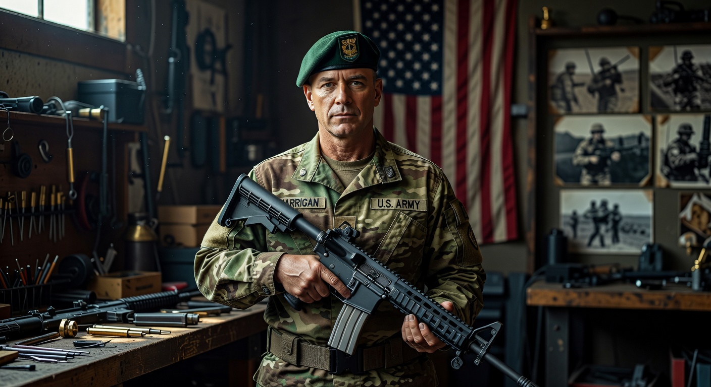 Rep. Pat Harrigan in Green Beret uniform, symbolizing his special operations background and commitment to veterans' rights