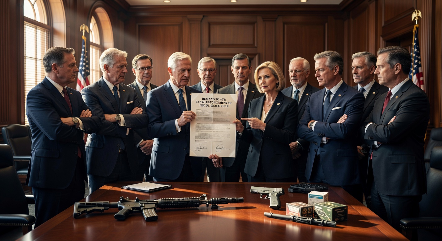 Group of 13 Republican Senators including Bill Cassidy and Cindy Hyde-Smith holding a letter demanding ATF stop pistol brace rule enforcement