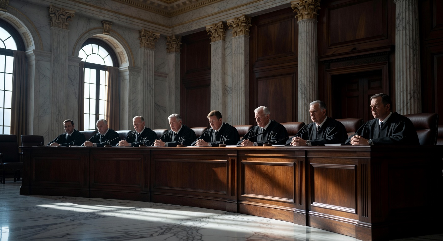 U.S. Supreme Court justices during oral arguments on Second Amendment case challenging federal gun ban for marijuana users.