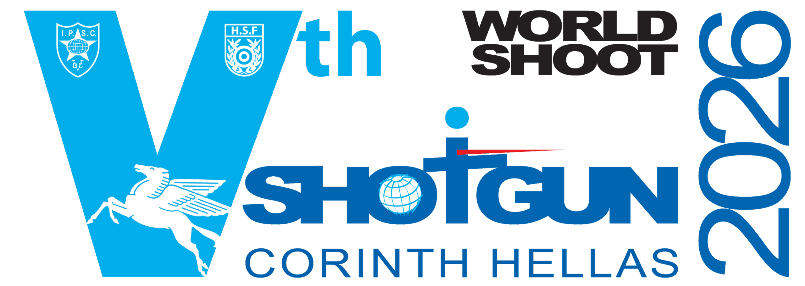 Promotional poster for the 2026 IPSC Shotgun World Shoot featuring shotgun competitors in action against a backdrop of ancient Greek ruins in Corinth