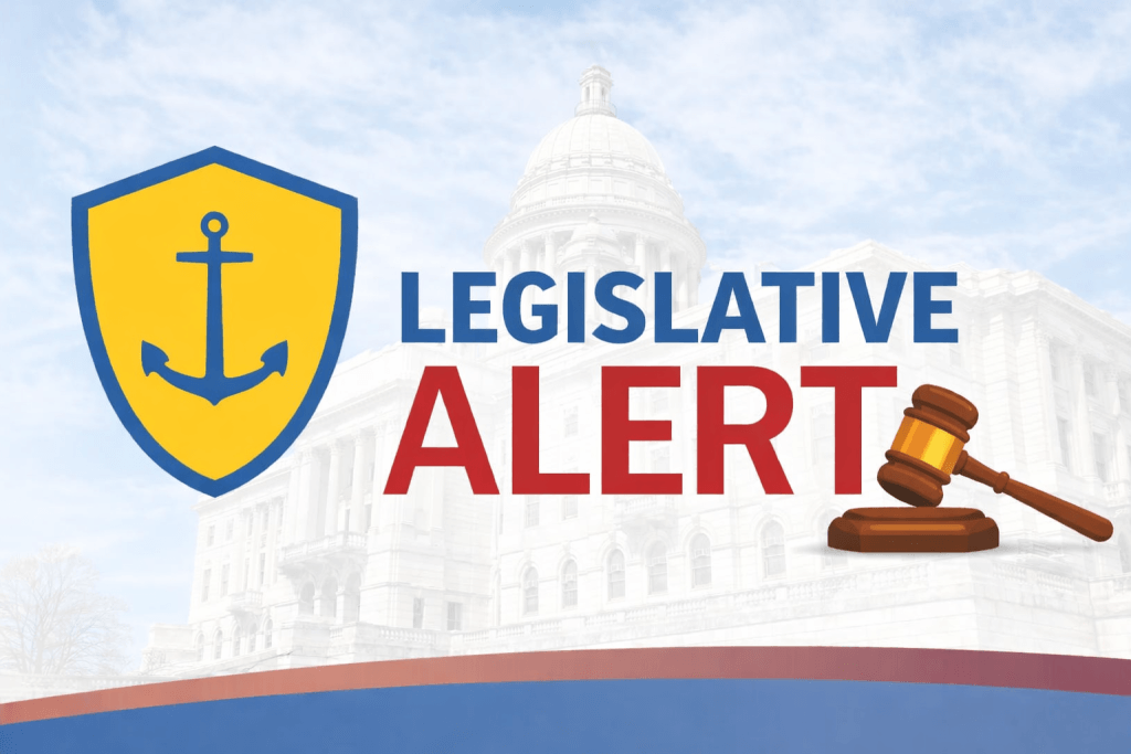 Official text of Rhode Island SB 2710 highlighting banned firearms list and felony penalties