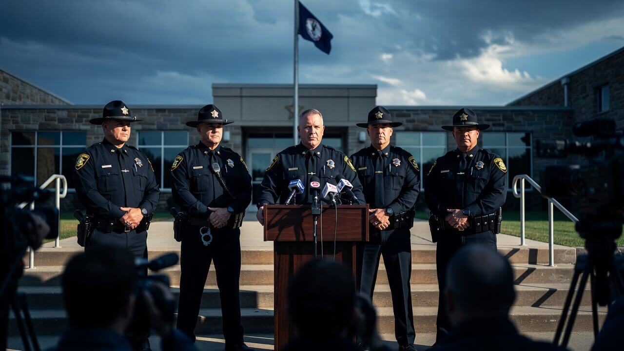 Group of Virginia county sheriffs addressing the media about refusing to enforce new gun control measures